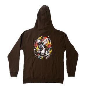 Santa Cruz Brown Lucky Day Zip-Up Hoodie Sweatshirt Womens Large NWOT